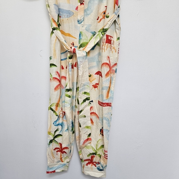 Farm Rio Anthropologie Sz Xs Copacabana Tropical Print Pocket Jumpsuit Belt - Picture 6 of 14